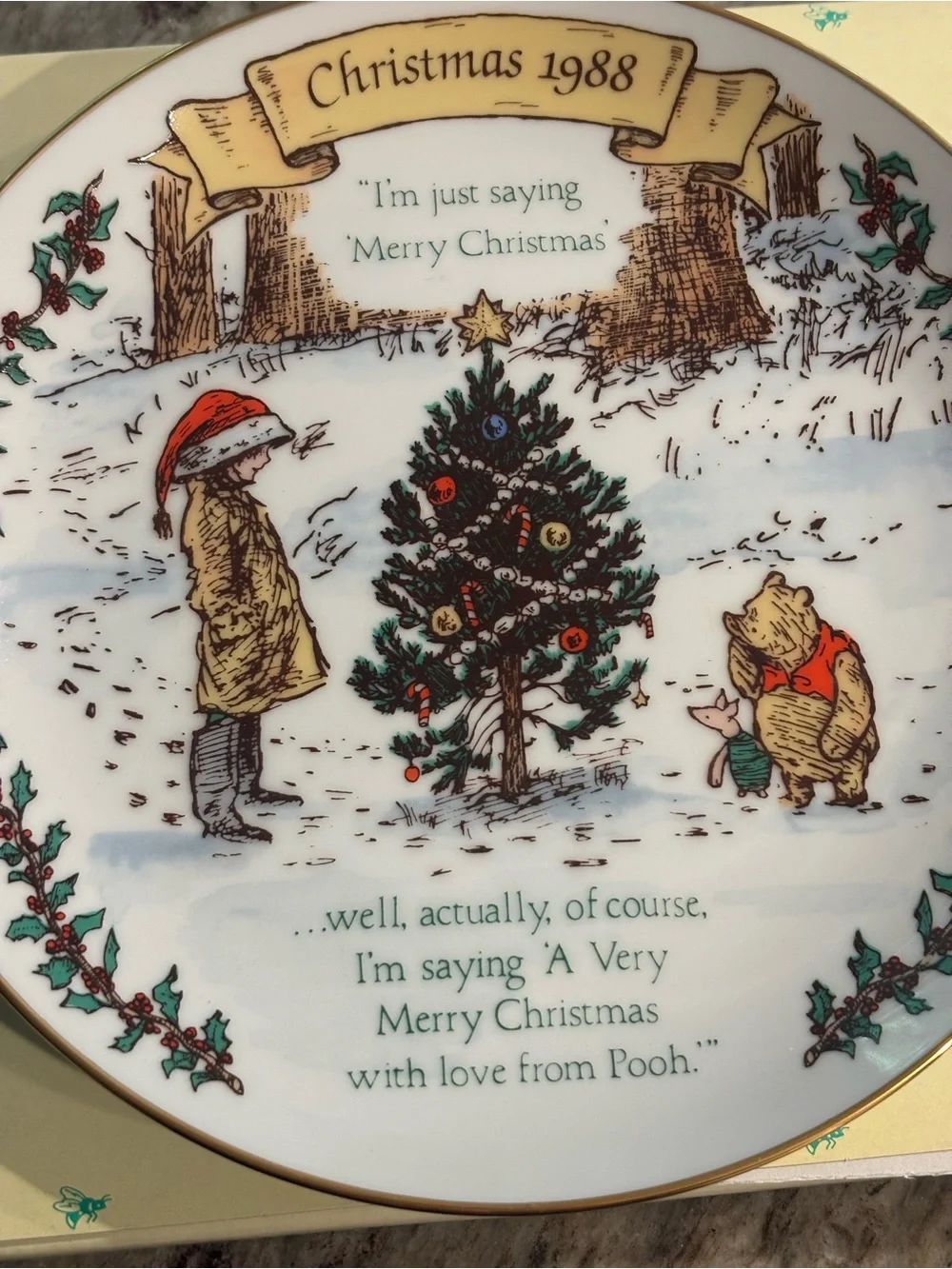Vintage Christmas 1988 Classic Winnie The Pooh Disney Collectors Plate Willittis